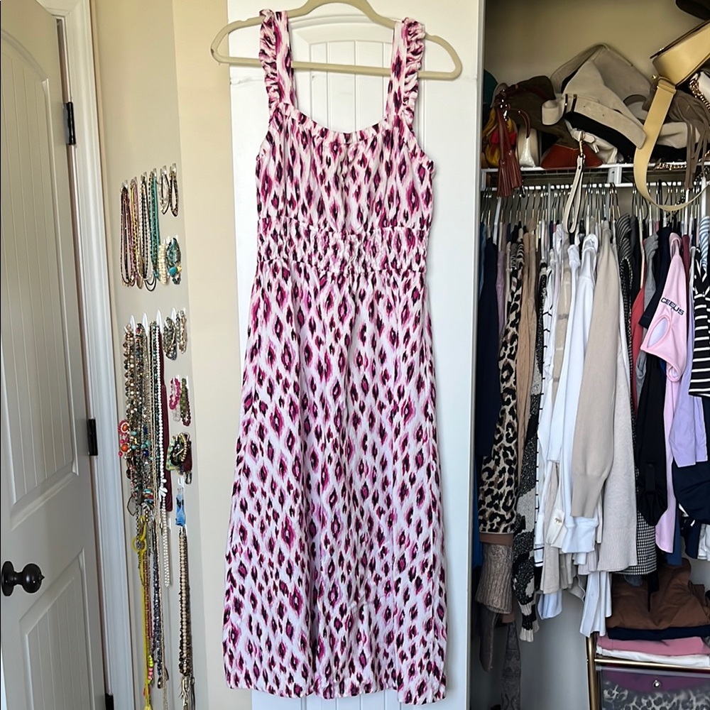 Loft, M, Pink Ikat Patterned Maxi Dress